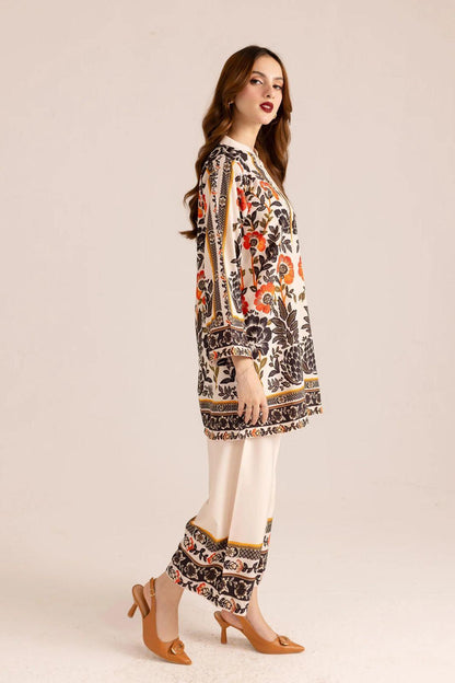 Gorgeous 2-piece most demanding printed women's stitched shirt and trouser