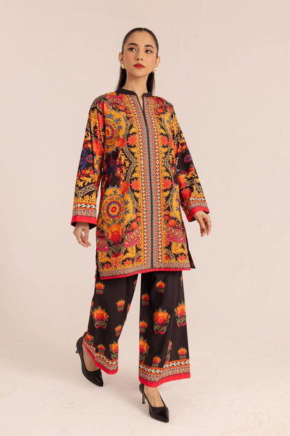 Stylish 2-piece most demanding women's stitched printed shirt and trouser set