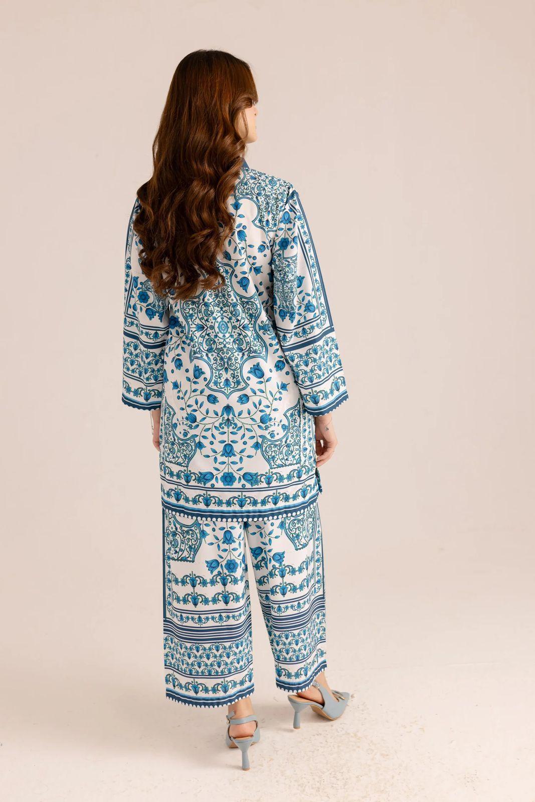 Printed grip silk shirt and trouser set- 2 piece for women's